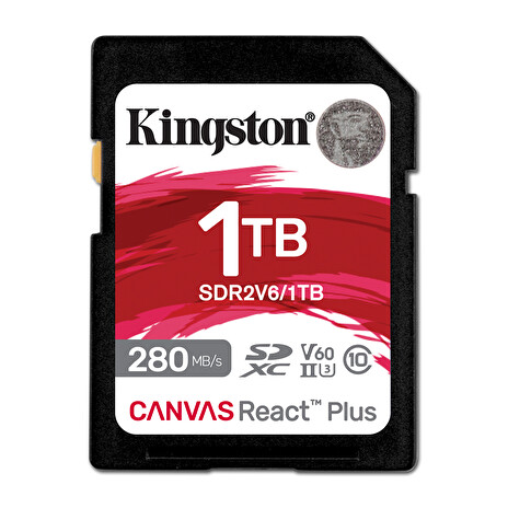 Kingston paměťová karta 1TB Canvas React Plus SDXC UHS-II 280R/150W U3 V60 for Full HD/4K