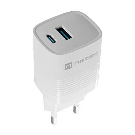 Universální USB nabíječka Natec RIBERA GaN 30W, 1X USB-A, 1X USB-C, černá