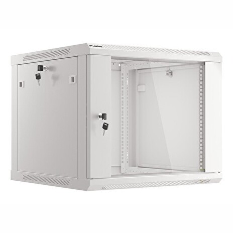 LANBERG Nástěnná jednodílná skříň 19", 9U 600x600 snadná a rychlá montáž (v rozloženém stavu) šedá (RAL7035)