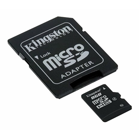 Kingston 8 GB microSDHC Memory Card - High Capacity Class 4 + adaptér |  NAIČO.cz