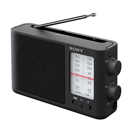 Sony ICF506, přenosné analogové rádio s tunerem AM/FM, černé