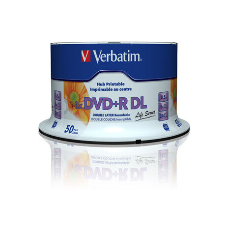 Verbatim DVD+R DL [ Spindle 50 | 8.5GB | 8x | WIDE PRINTABLE SURFACE ]