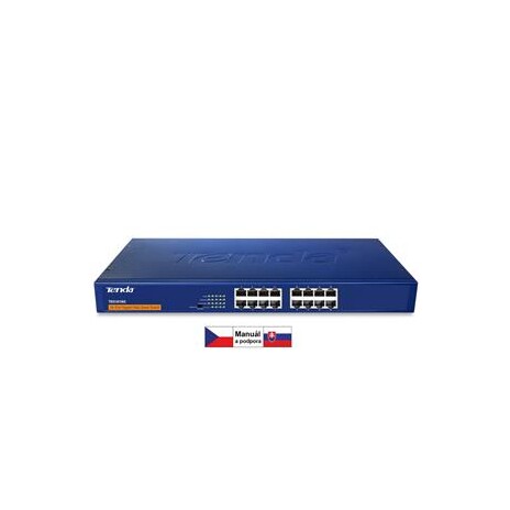 Tenda TEG1016G 16-Port Gigabit Ethernet Switch, 10/100/1000 Mb/s, Rackmount
