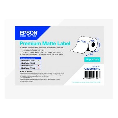 Premium Matte Label Cont.R, 105mmx35m, MOQ 18ks