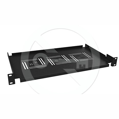 Solarix police 19" 1U 250mm ukládací plato BK úchyt na přední lišty UP-02-B