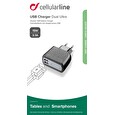 Síťová nabíječka Cellularline,2xUSB, 3,1A, černá