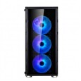 Spire skříň VISION 7025 RGB + 4x 12CM RGB fans, Midi Tower, gaming, bez zdroje, Black