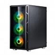 Spire skříň VISION 7025 RGB + 4x 12CM RGB fans, Midi Tower, gaming, bez zdroje, Black
