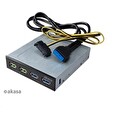 Akasa přední panel HUB 4 Port USB nabíjecí panel s dual Quick Charge 3.0 a dual USB 3.1 porty