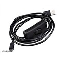 Akasa kabel USB-A 2.0 na Micro-B, napájecí kabel se switchem (pro Raspberry Pi 3 / 2 /1 / Zero), 1.5m