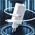 Baseus GaN rychlo nabíjecí EU adaptér USB-A + USB-C 45W + kabel USB-C do USB-C 60W 1m, bílá