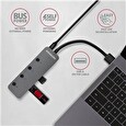 Axagon HUE-MSA, 4x USB 3.2 Gen 1 SWITCH hub, kovový, micro USB nap. konektor, kabel USB-A 20cm