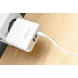 Síťová nabíječka FIXED s USB-C a 2xUSB výstupem, podpora PD, 45W, bílá