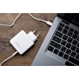 Síťová nabíječka FIXED s USB-C a 2xUSB výstupem, podpora PD, 45W, bílá