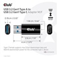 Club3D adaptér USB 3.2 Gen1 Type A na USB 3.2 Gen1 Type C (M/F), černá