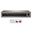 Tenda TEG1008M 8-port Gigabit Switch, 8x 10/100/1000 Mb/s, Fanless, MAC 4K, napájení AC/DC, i na zeď