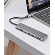 Dokovací stanice FIXED HUB Card pro notebooky a tablety, 7portová hliníková šedá