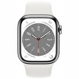 Apple Watch Series 8 GPS + Cellular 41mm Silver Stainless Steel Case with White Sport Band - Regular