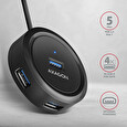 AXAGON HUE-P1C, 4x USB 3.2 Gen 1 ROUND hub, micro USB nap. konektor, kabel USB-C 30cm