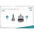 DIGITUS 8K@60Hz. M/M; mini DP na HDMI; kabeový adaptér Alu Pouzdro; Černý; 1m