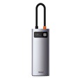 Baseus USB Hub Metal Gleam Series 5v1 (USB-C PD 100W, 3x USB 3.0, HDMI) šedý