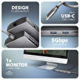 AXAGON HMC-8HLSA, USB 5Gbps hub, 3x USB-A, HDMI 4k/60Hz, RJ-45 GLAN, SD/microSD, audio, PD 100W