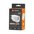 Universální USB nabíječka Natec RIBERA GaN 30W, 1X USB-A, 1X USB-C, černá