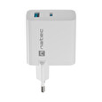 Univerzální USB nabíječka Natec RIBERA GaN 45W, 1X USB-A, 1X USB-C, bílá