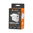 Univerzální USB nabíječka Natec RIBERA GaN 45W, 1X USB-A, 1X USB-C, bílá
