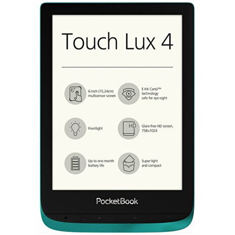POCKETBOOK e-book reader 627 Touch Lux 4/ 8GB/ 6"/ Wi-Fi/ micro SD/ micro USB/ čeština/ zelená (emerald)