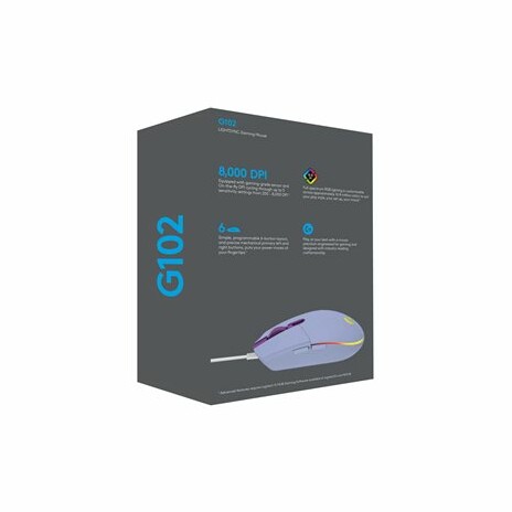 Logitech Gaming Mouse G102 LIGHTSYNC - Myš - pravák - optický - 6 tlačítka - kabelové - USB - šeřík