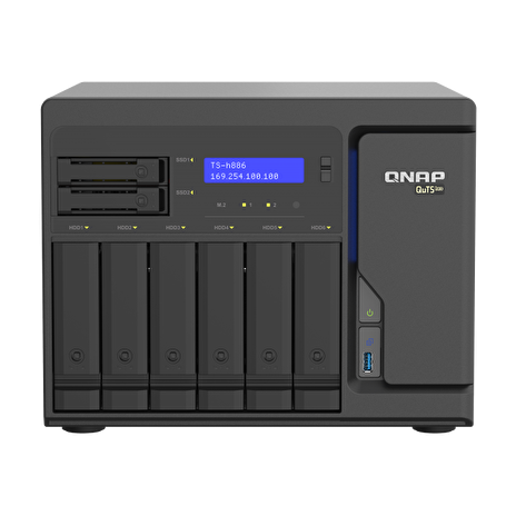 QNAP TS-h886-D1622-16G (Xeon 3,2GHz, ZFS, 16GB ECC RAM, 6x3,5"+2x 2,5", 2xPCIe, 4x2,5GbE,2xM.2 NVMe)