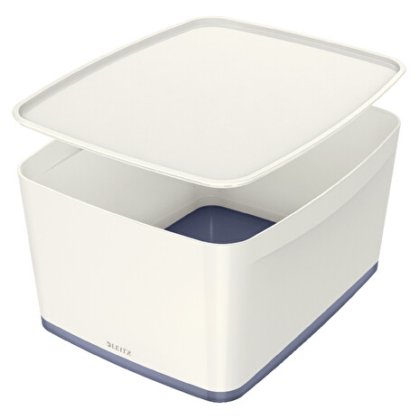 Úložný box s víkem Leitz MyBox, velikost L, bílá/šedá