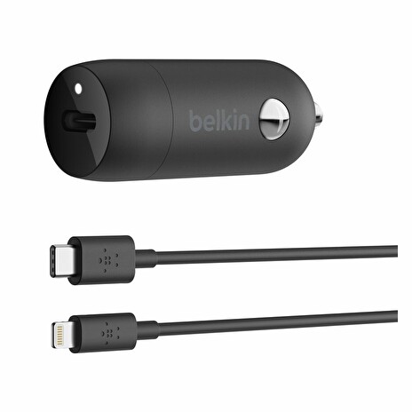 Belkin 20W USB-C Power Delivery nabíječka do auta + 1,2m USB-C na lightning kabel, černá