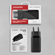 AXAGON ACU-DPQ65, GaN nabíječka do sítě, 3x port (USB + dual USB-C), PD3.0/QC4+/PPS/Apple, 65W
