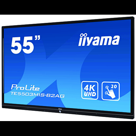 55" iiyama TE5503MIS-B2AG: IPS, 4K, 390cd/m2, 18/7, iiWare, WiFi, 2x Touch Pen, HDMI, VGA, 20P