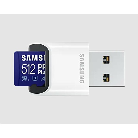 Samsung paměťová karta 512GB PRO Plus micro SDXC (č/z až 160/120MB/s) + USB adaptér