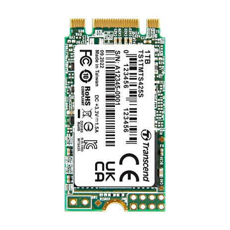 TRANSCEND MTS425S 1TB SSD disk M.2 2242, SATA III 6Gb/s (3D TLC), 550MB/s R, 500MB/s W