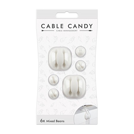 Kabelový organizér Cable Candy, 6 ks, bílý