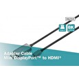 DIGITUS 8K@60Hz. M/M; mini DP na HDMI; kabeový adaptér Alu Pouzdro; Černý; 1m