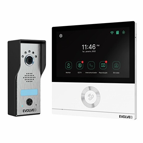 EVOLVEO DoorPhone AHD7, Sada domácího WiFi videotelefonu s ovládáním brány nebo dveří, bílý monitor