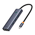 Baseus hub Ultra Joy USB 6v1 (USB-C/1xHDMI4K30Hz/3xUSB 3.0/1xPD/RJ45) šedý