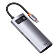 Baseus USB Hub Metal Gleam Series 5v1 (USB-C PD 100W, 3x USB 3.0, HDMI) šedý