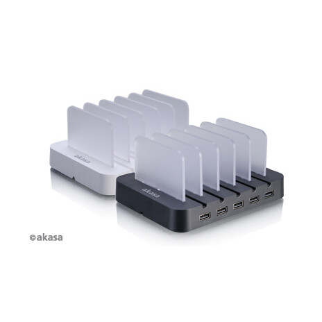 AKASA USB nabíjecí stanice - 5 portů - černá