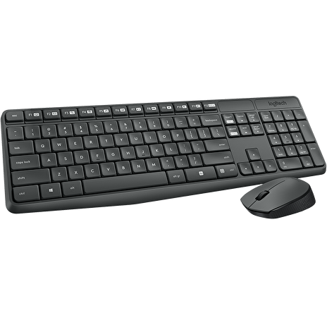 LOGITECH set MK235/ Bezdrátová klávesnice + myš/ 2.4GHz/ USB přijímač/ CZ/ šedý