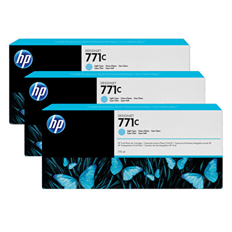 HP 771C - 3-balení - 775 ml - světle azurová - originál - inkoustová cartridge - pro DesignJet Z6200