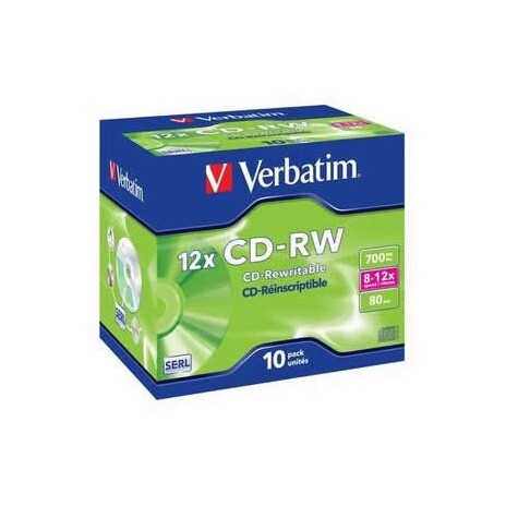 CD-RW Verbatim 700MB/80min 8 - 12x Jewel, 10-pack