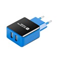Natec Extreme Media Universal USB Charger 230V->USB 5V/2,1A, 2 port, black-blue