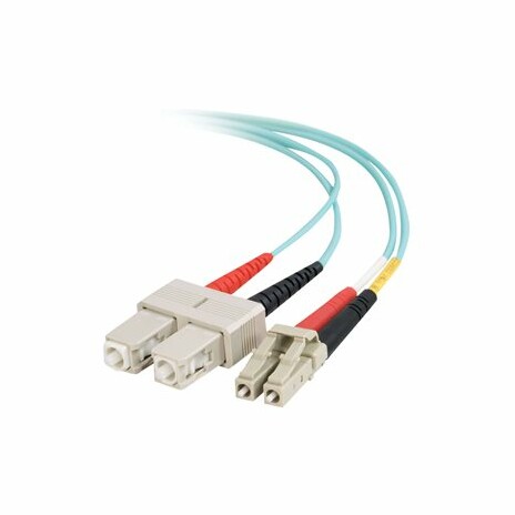 C2G LC-SC 10Gb 50/125 OM3 Duplex Multimode PVC Fiber Optic Cable (LSZH) - Síťový kabel - SC několik režimů (M) do multirežim LC (M) - 30 m - optické vlákno - duplex - 50 / 125 mikron - OM3 - neobsahuje halogen - vodě - barva