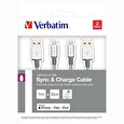 Verbatim Lightning Cable Sync & Charge 100cm (Silver) + Verbatim Lightning Cable Sync & Charge 30cm (Silver)